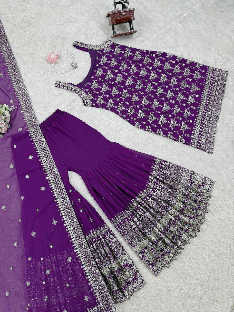 Georgette Embroidery Sharara Salwar Suit