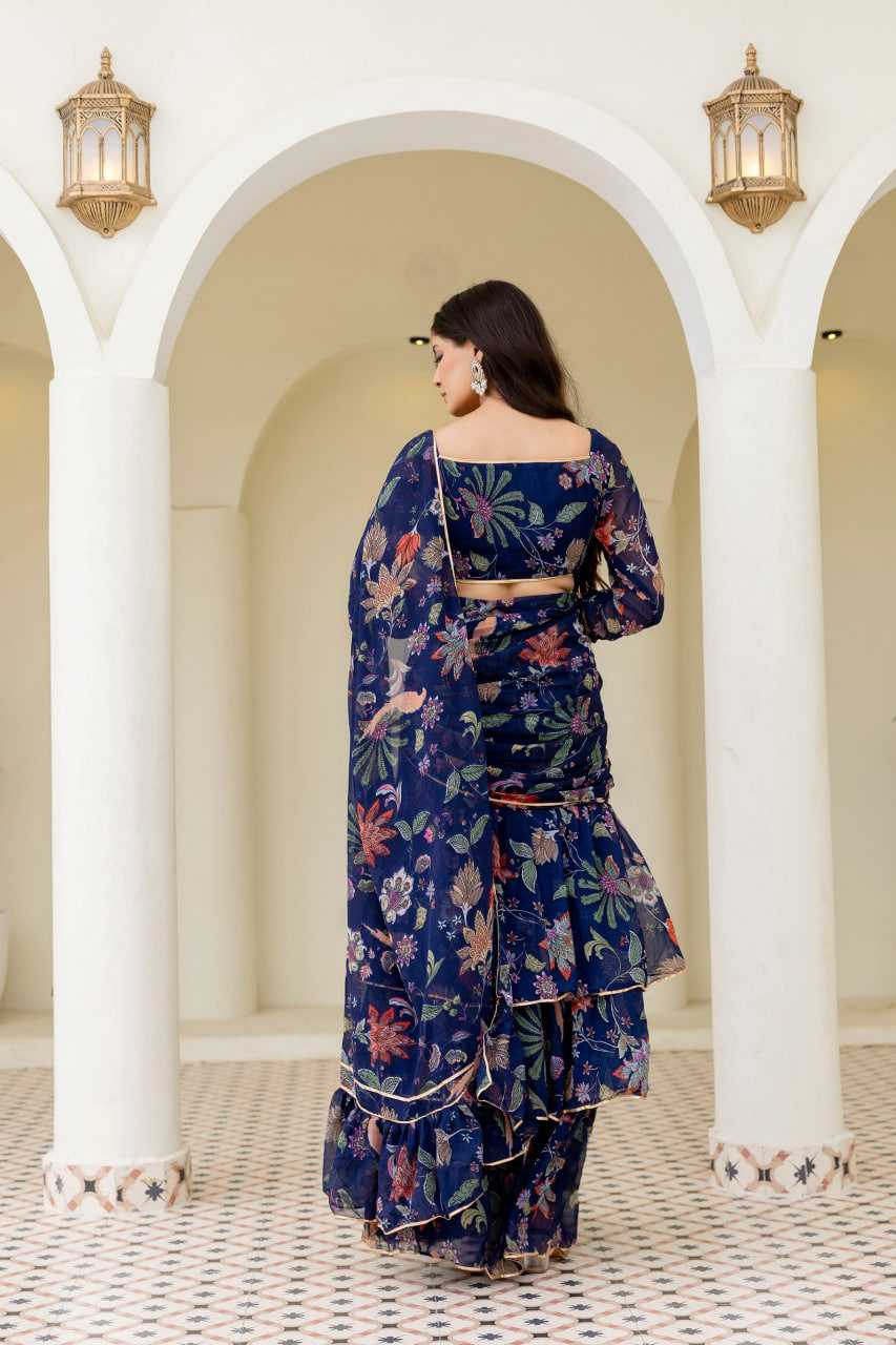 Georgette Ready To Wear Ruffle Saree