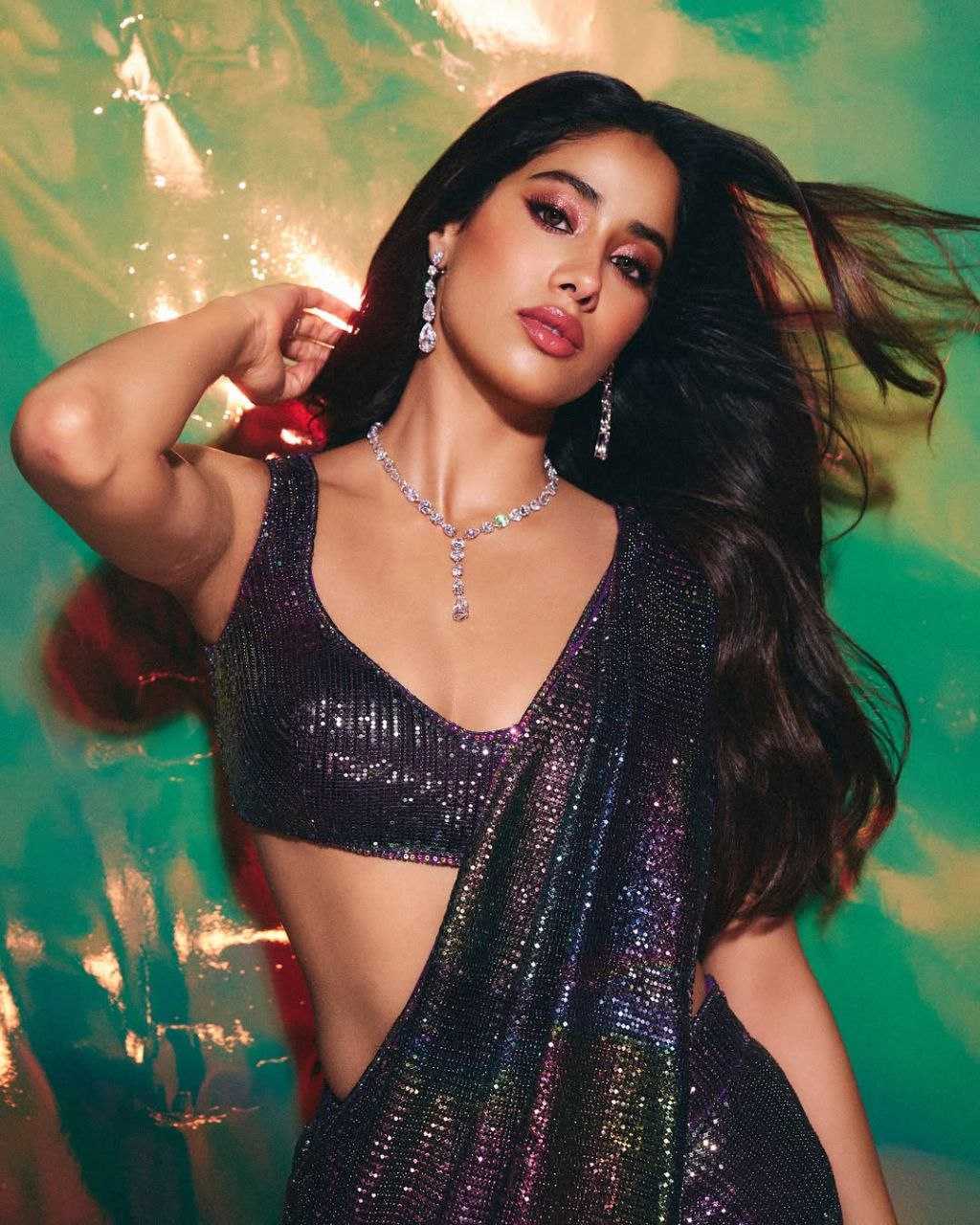 JACQUARD FANCYPARTY WEAR JANHVI KAPOOR Bollywood SAREE Collection