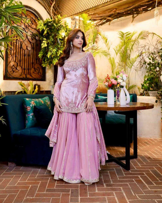 Jimmy Choo Embroidery Sharara Salwar Suit