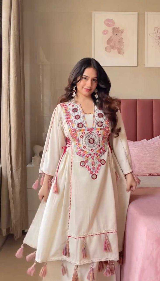 Khadi Cotton Palazzo Party wear Suit