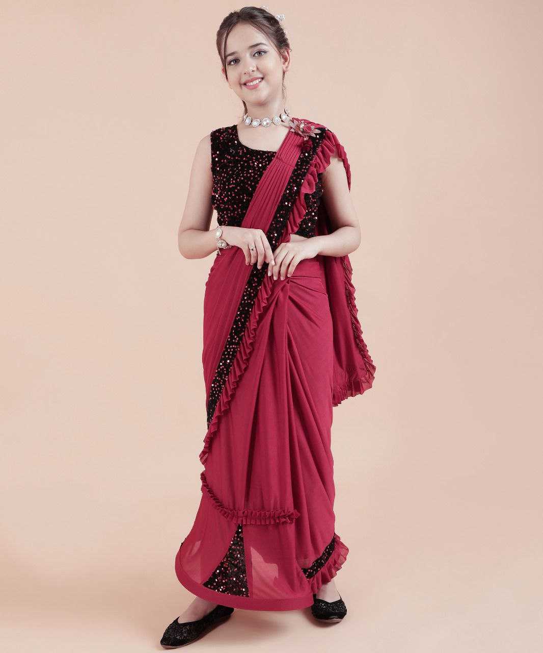 Lycra Kids Wear Saree
