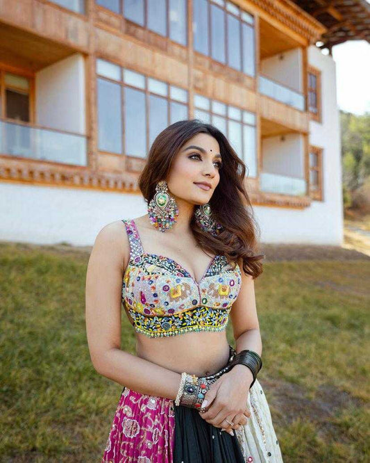 Navratri Chaniya Choli Muslin Cotton Mirror Work Lehenga