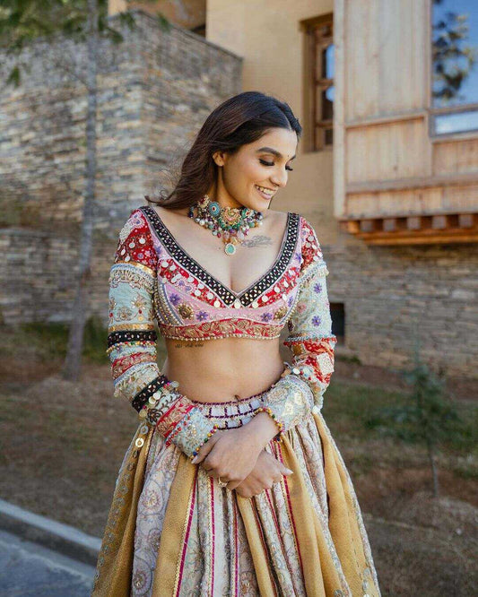 Navratri Chaniya Choli Muslin Cotton Mirror Work Lehenga