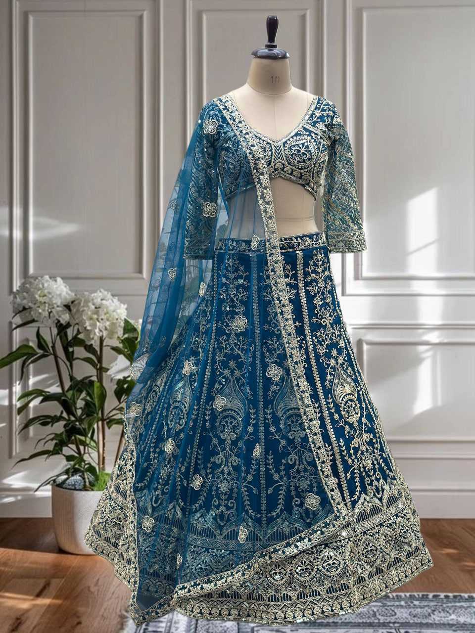 Designer Embroidered Fancy Net Lehenga