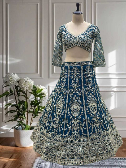 Designer Embroidered Fancy Net Lehenga