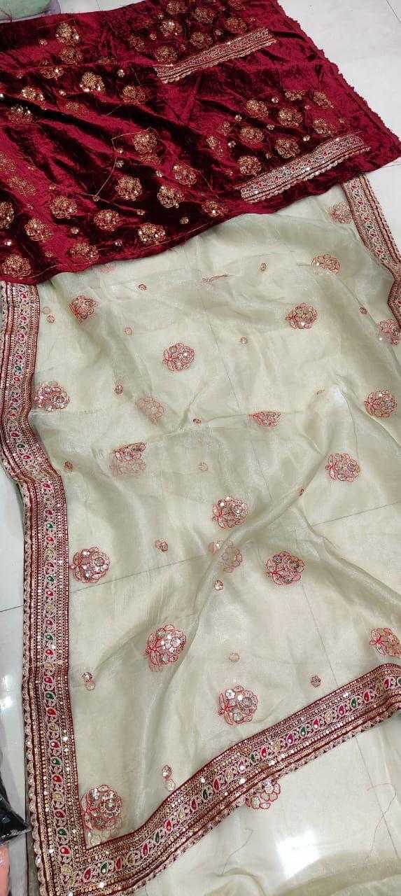 Organza Tissue Silk Zari Border Saree Saree