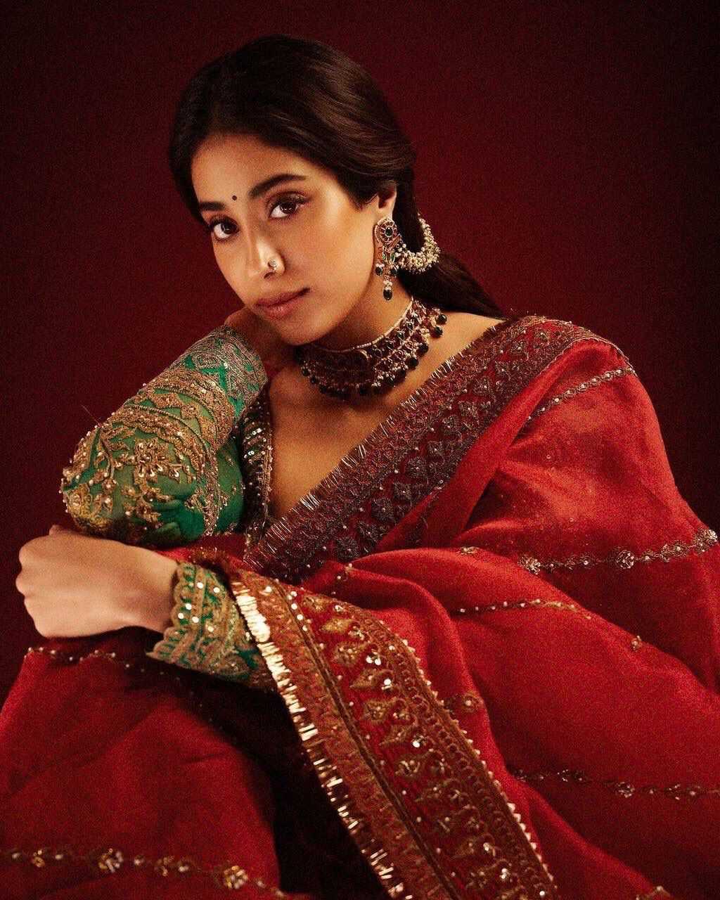 ORGANZA SILK SEQUENCE EMBROIDERED JANHVI KAPOOR Bollywood Saree Collection