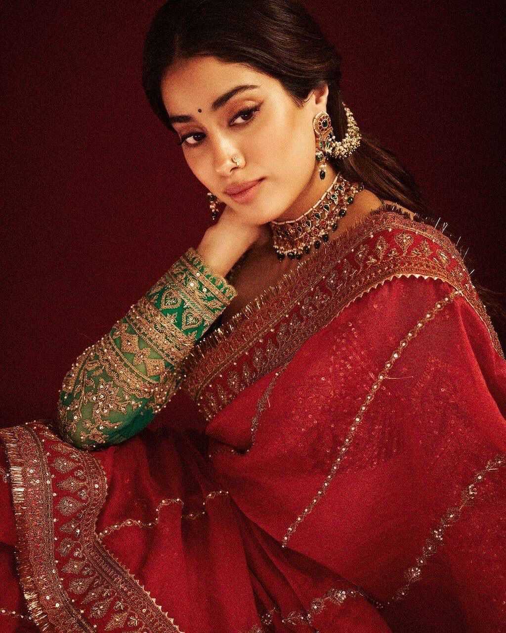 ORGANZA SILK SEQUENCE EMBROIDERED JANHVI KAPOOR Bollywood Saree Collection