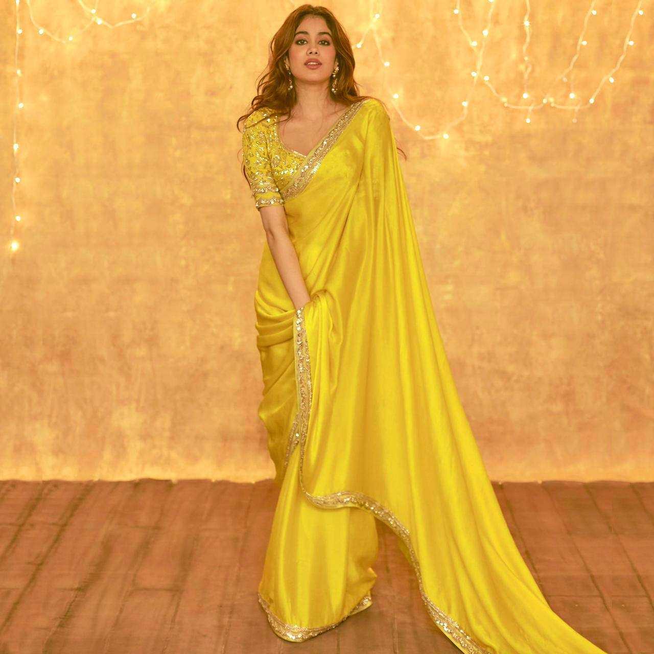 Pure Chiffon Embroidered Fancy Party Wear Jhanvi Kapoor Bollywood Saree Collections