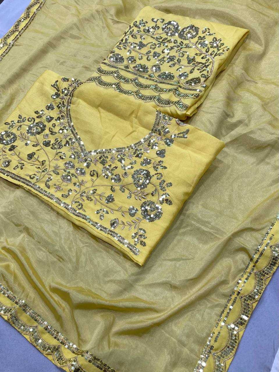 Pure Chiffon Embroidered Fancy Party Wear Jhanvi Kapoor Bollywood Saree Collections