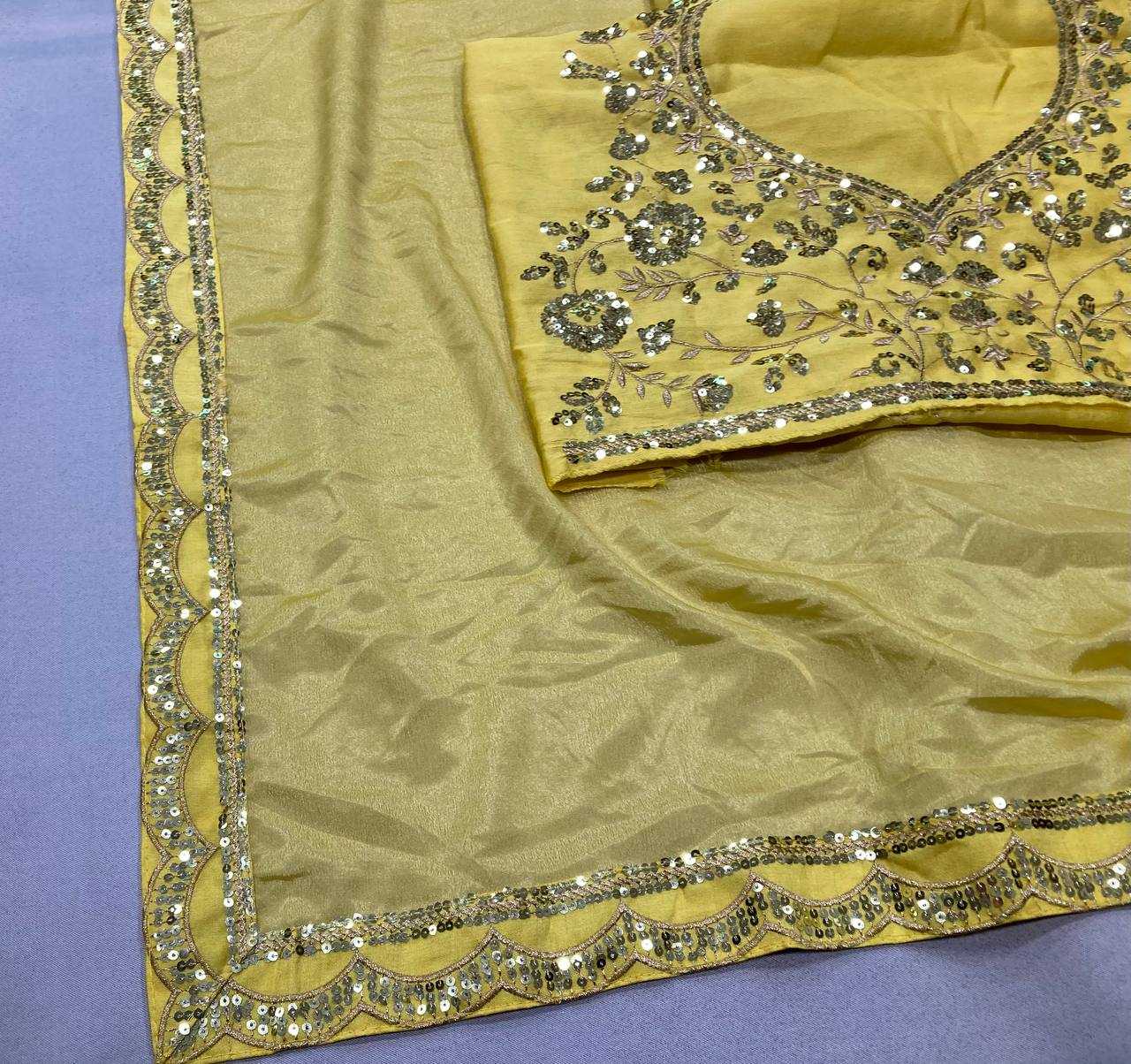 Pure Chiffon Embroidered Fancy Party Wear Jhanvi Kapoor Bollywood Saree Collections