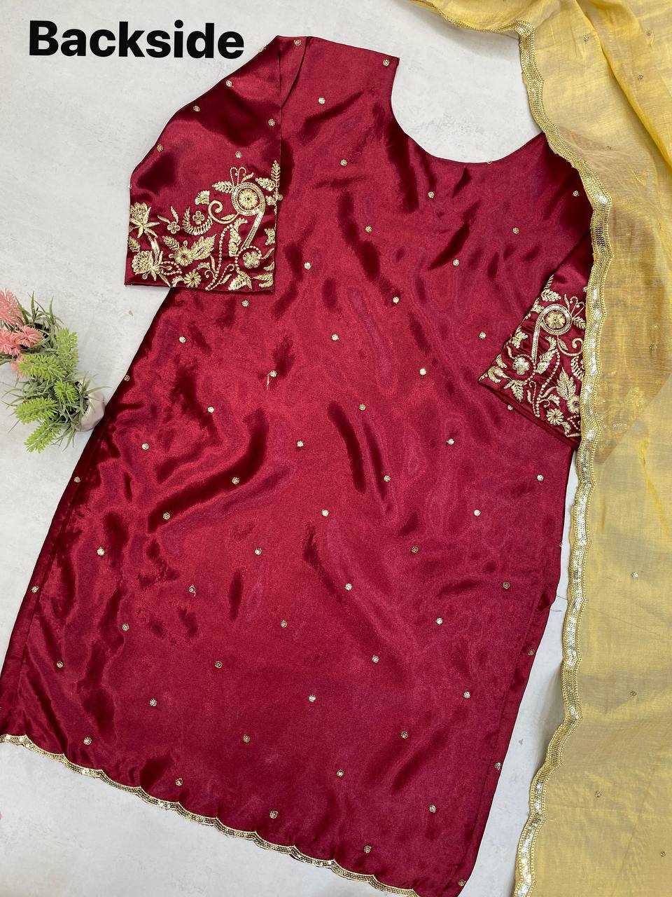 Satin Embroidery Suits