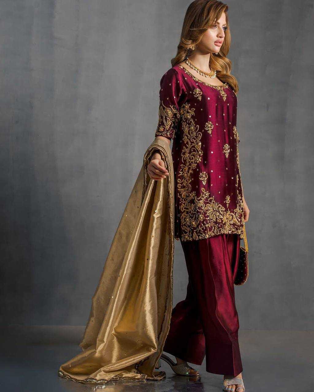 Satin Embroidery Suits