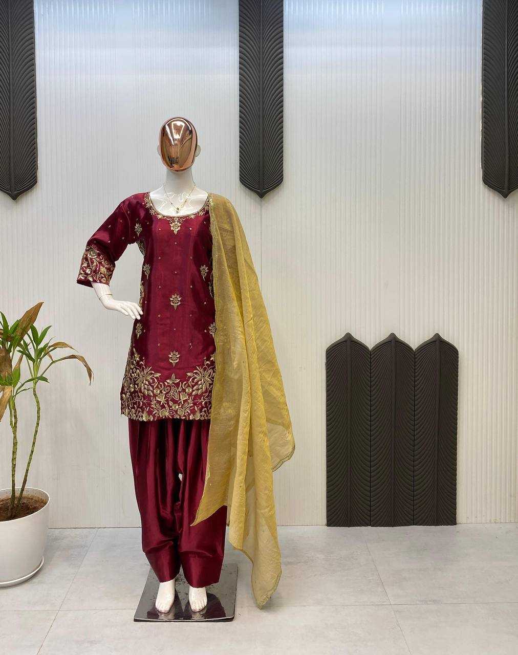Satin Embroidery Suits