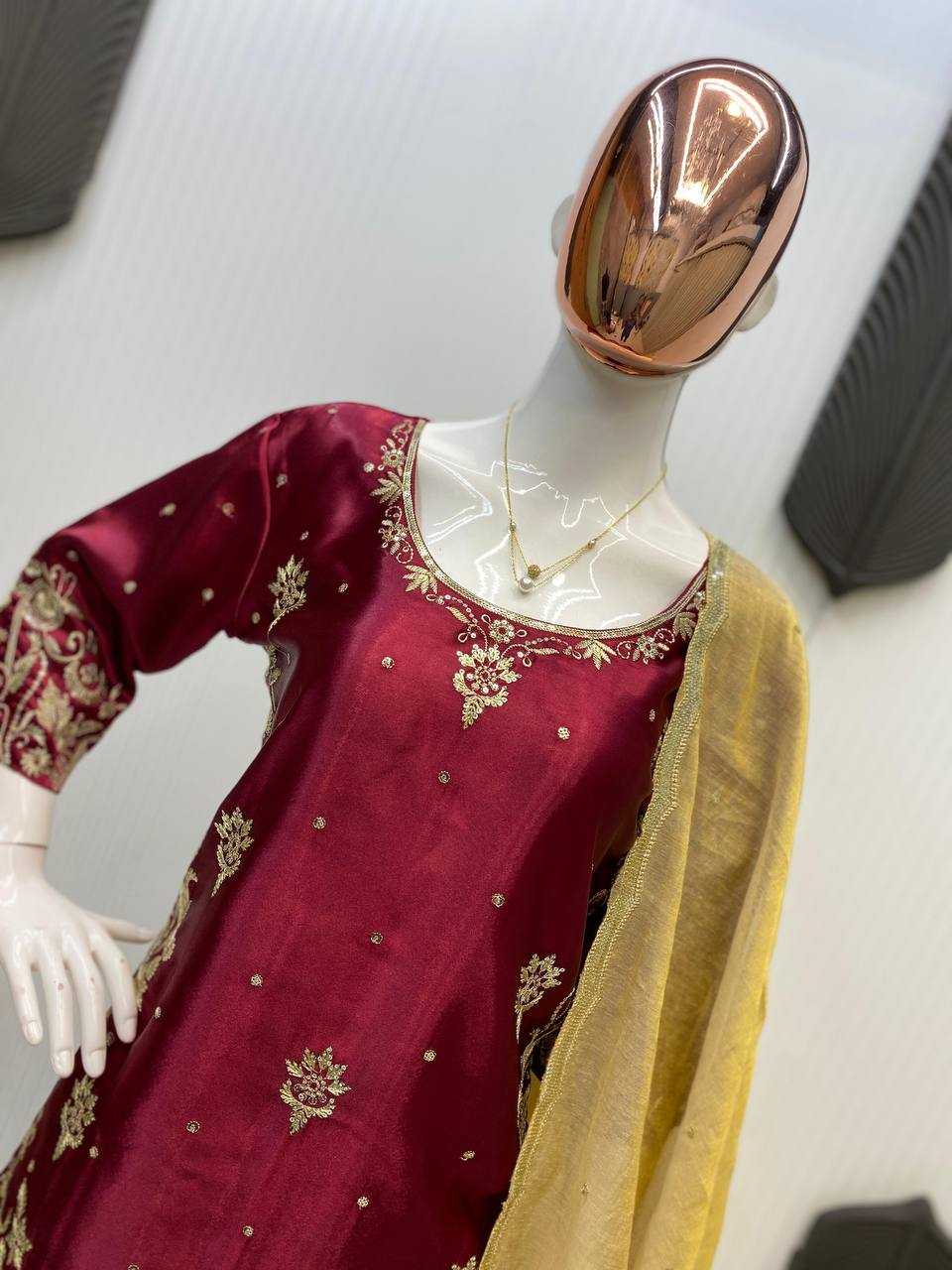 Satin Embroidery Suits