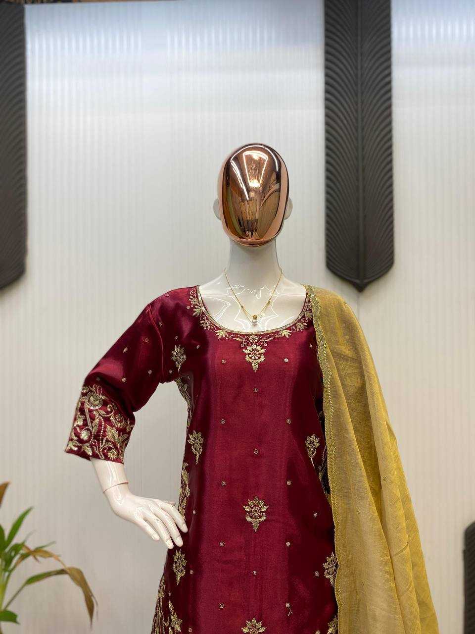 Satin Embroidery Suits