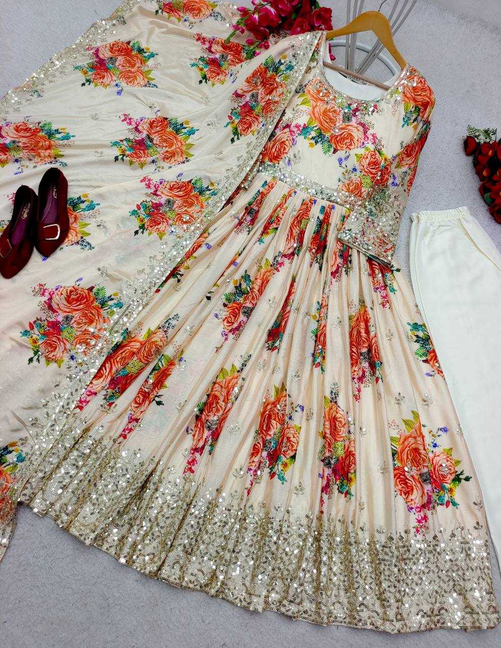 Satin Silk Sequin Gown