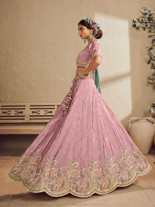 Satin Silk Pink Choli Wedding Collections