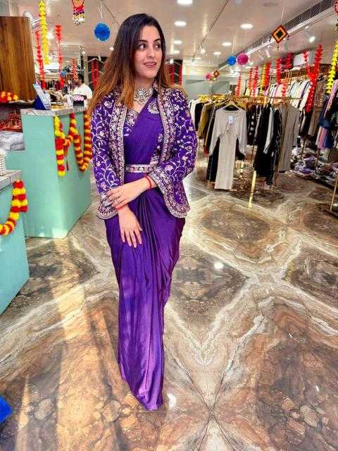 Party Wear Satin Silk Ready To Wear Saree