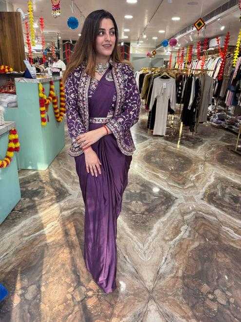 Party Wear Satin Silk Ready To Wear Saree