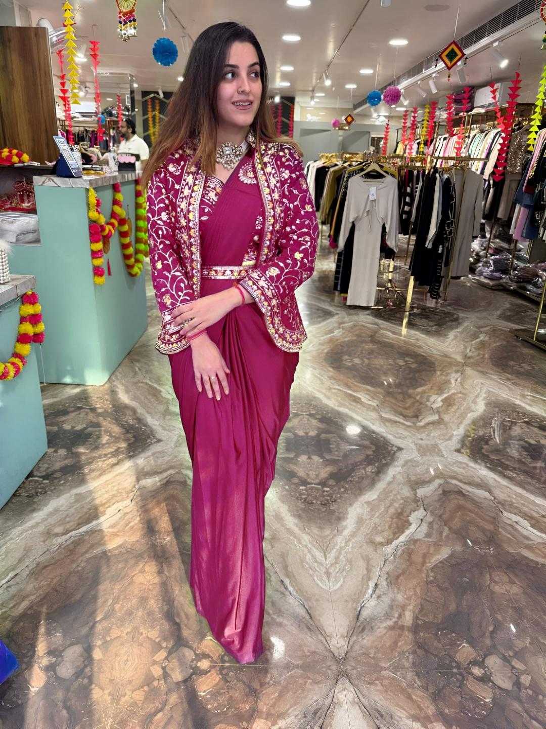 Party Wear Satin Silk Ready To Wear Saree