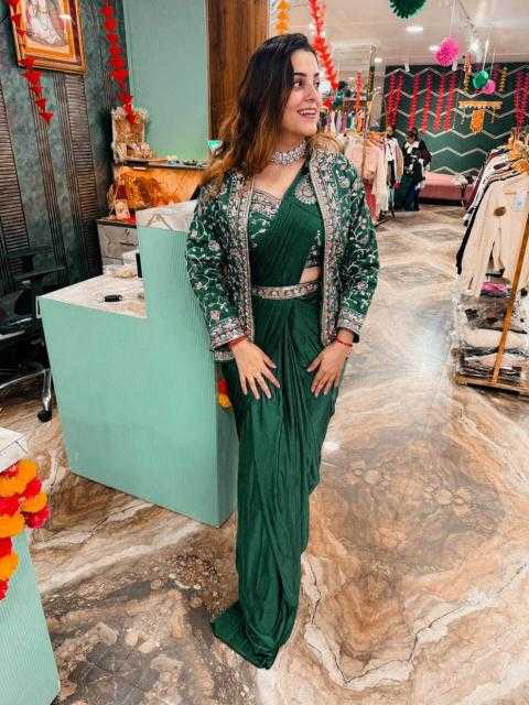 Party Wear Satin Silk Ready To Wear Saree
