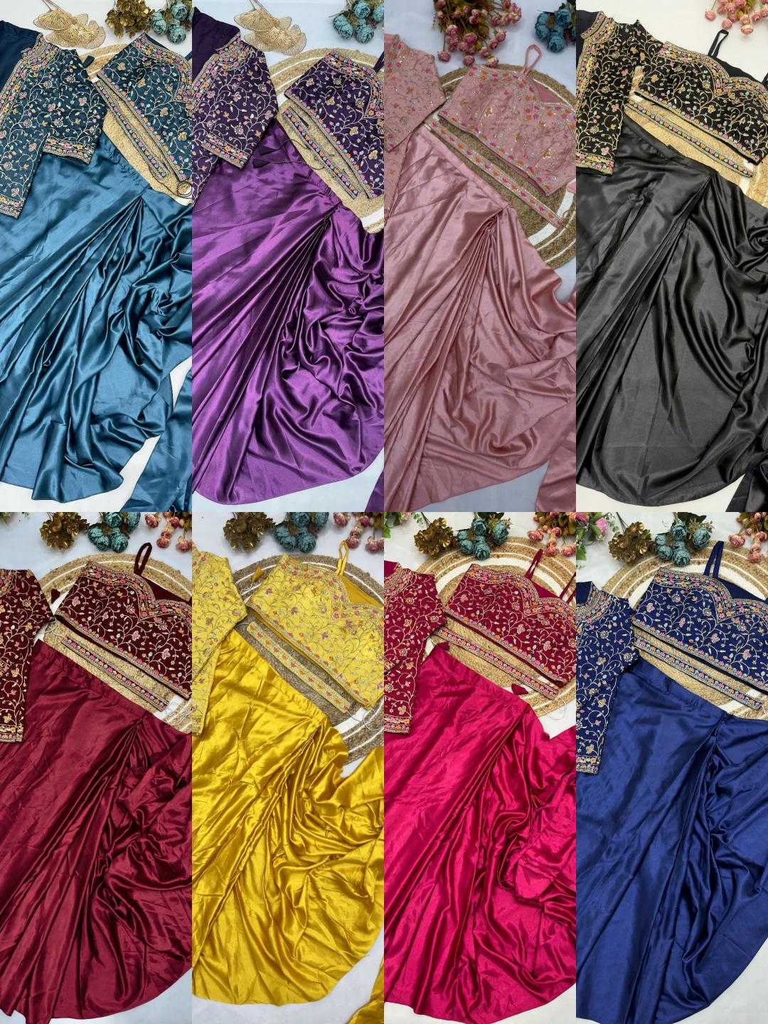 Party Wear Satin Silk Ready To Wear Saree