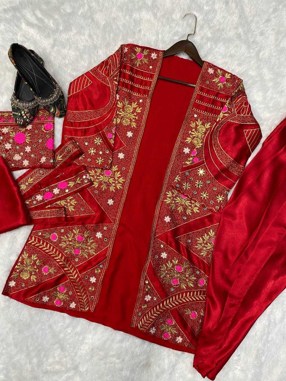 SATIN SILK EMBROIDERY PAITIALA PARTY WEAR DHOTI SALWAR SUIT