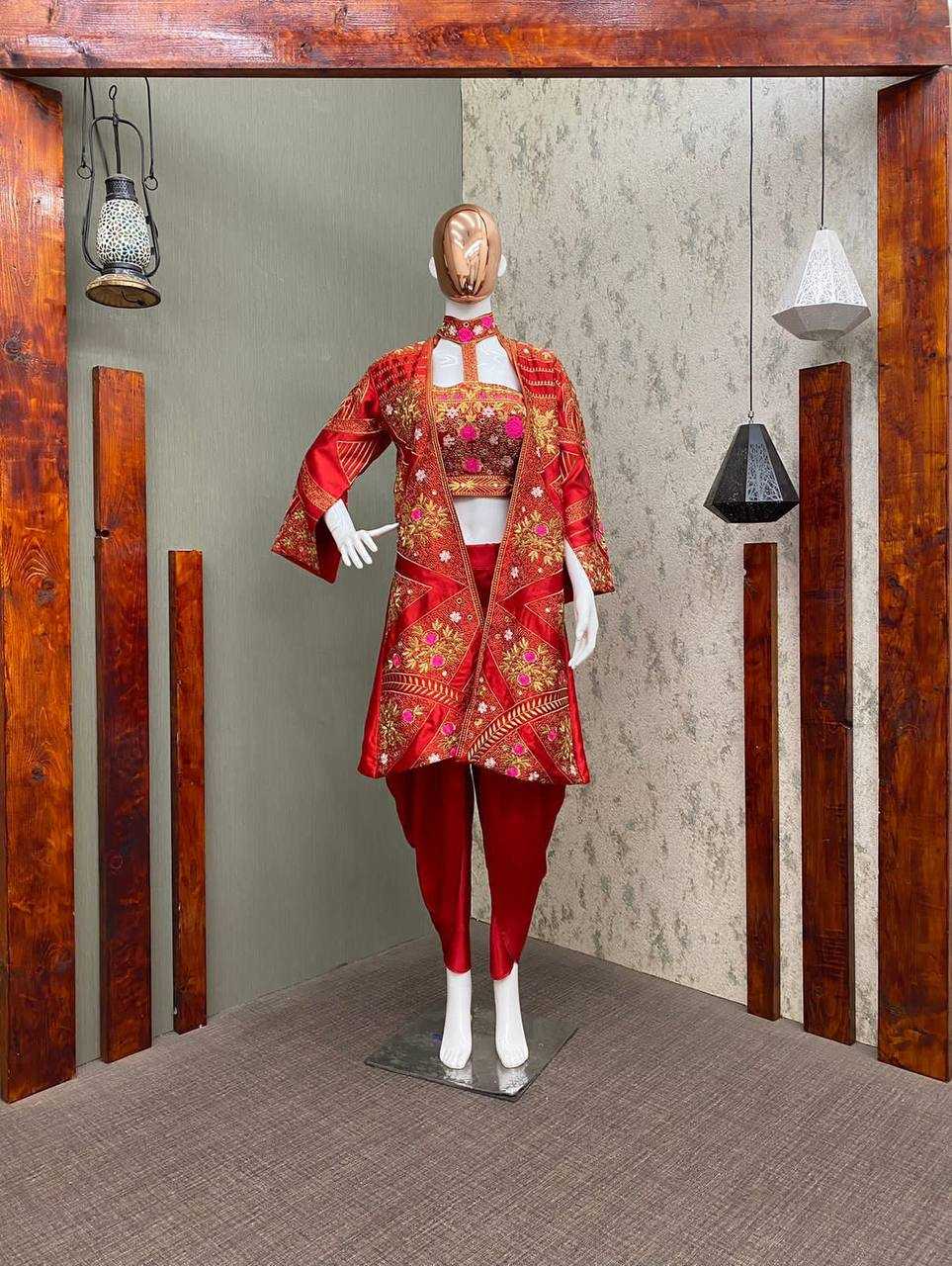 SATIN SILK EMBROIDERY PAITIALA PARTY WEAR DHOTI SALWAR SUIT