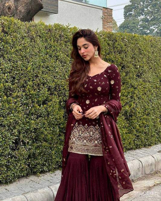 SHINON SILK SHARARA SUIT
