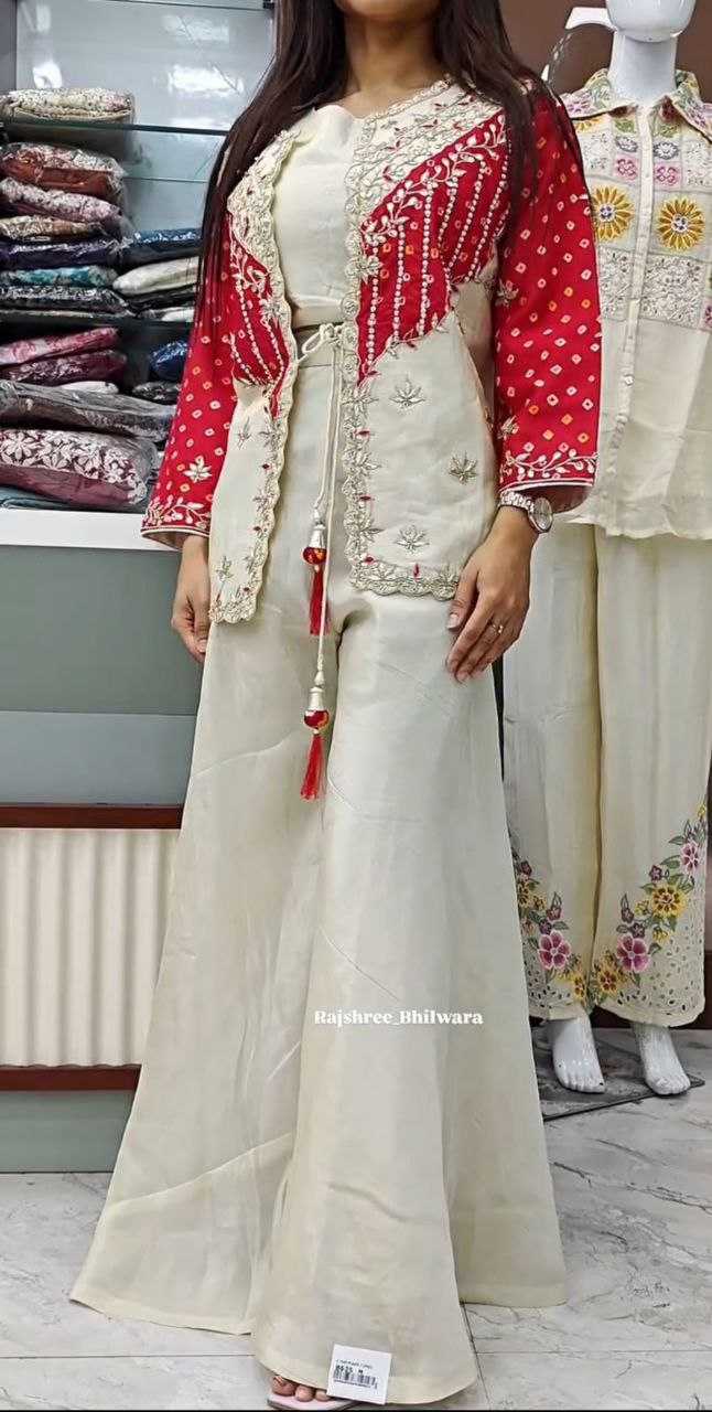 New Super Trending Embroidery Sequence work jacket and palazzo