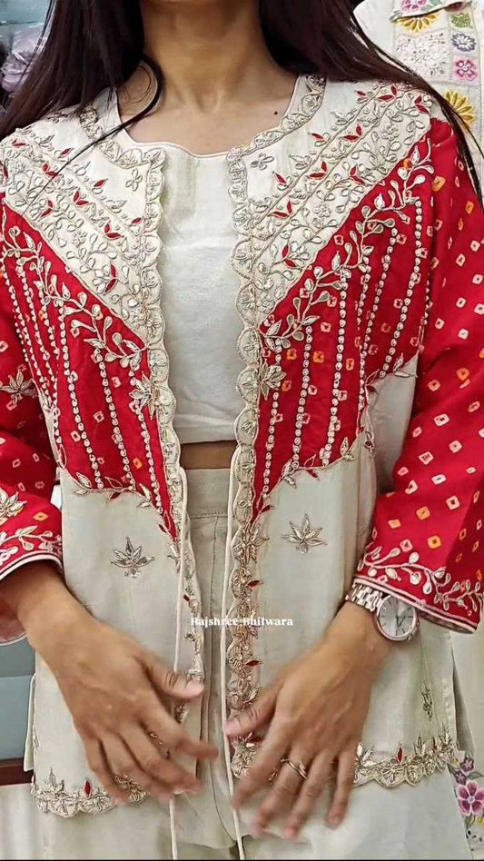 New Super Trending Embroidery Sequence work jacket and palazzo