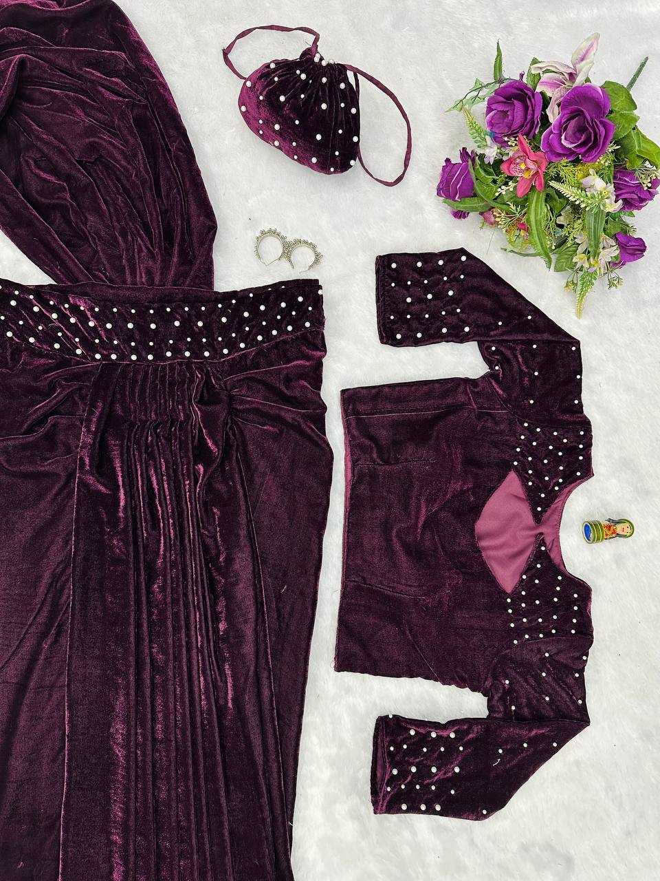 Velvet Lehenga Sarees