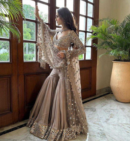 FAUX GEORGETTE SHARARA SUITS