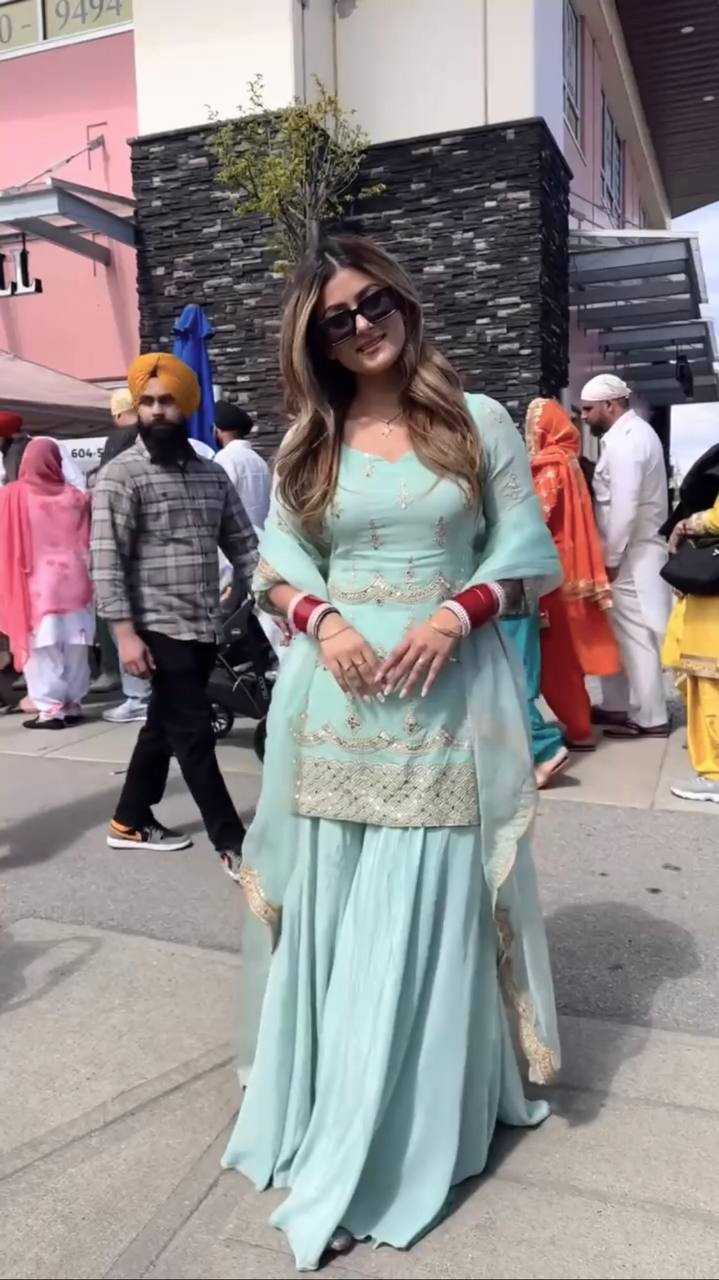 FAUX GEORGETTE SHARARA  SUIT