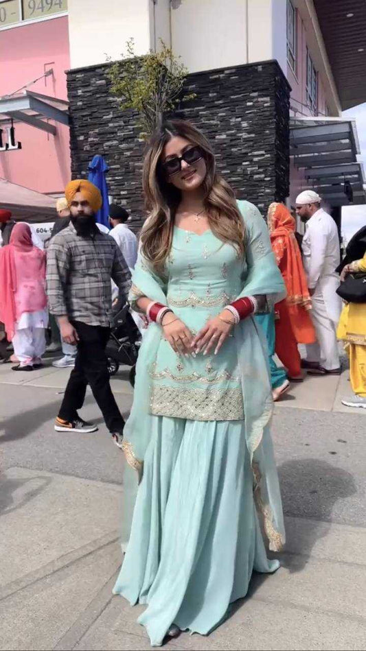 FAUX GEORGETTE SHARARA  SUIT
