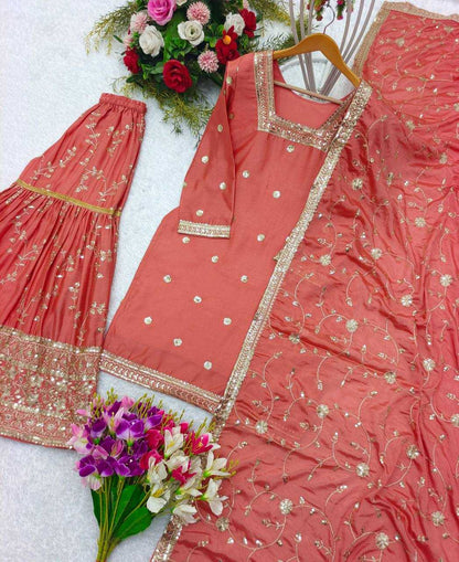 Sequence Embroidery Sharara Suit