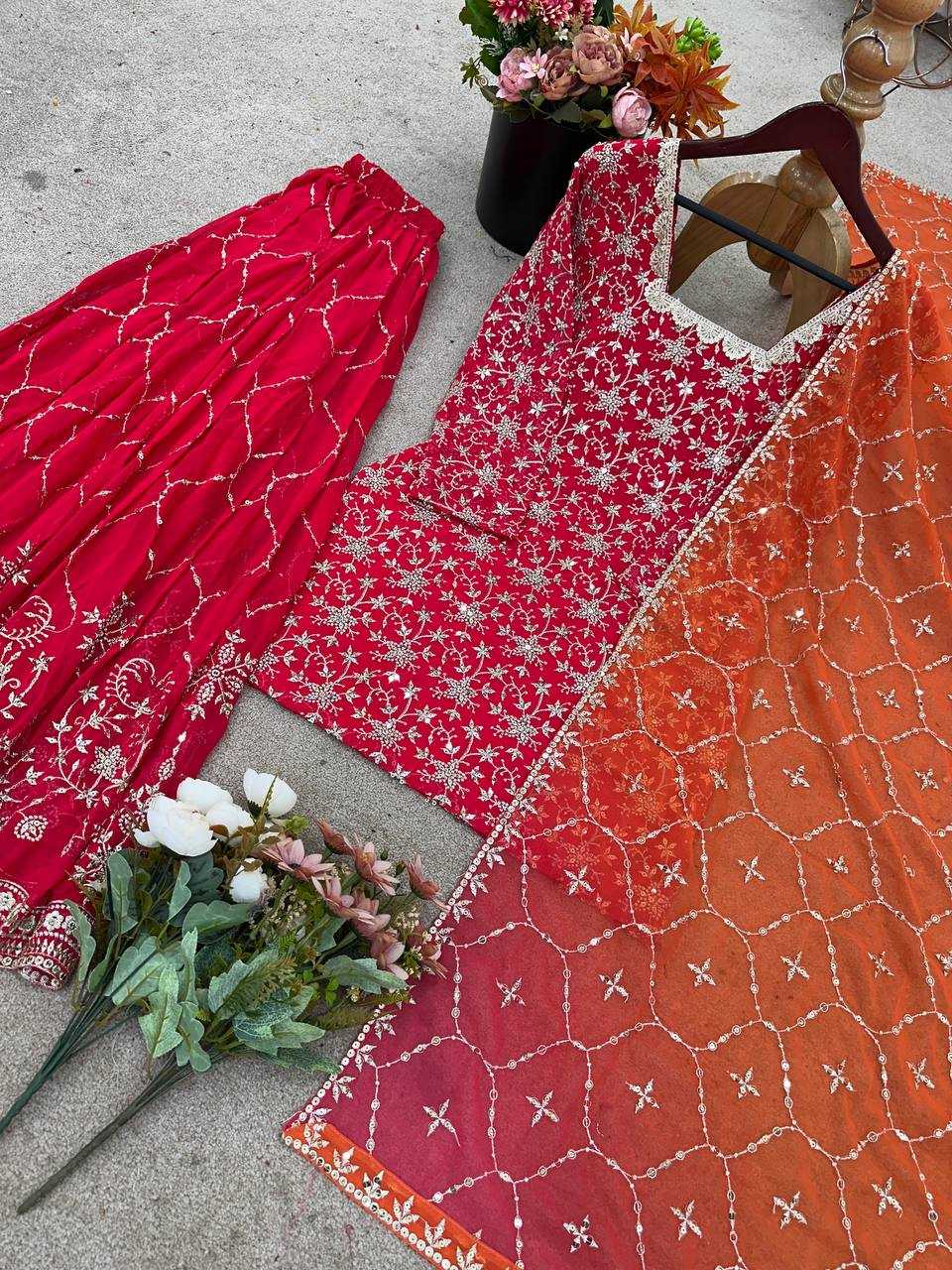 Georgette Embroidery Sharara Suit