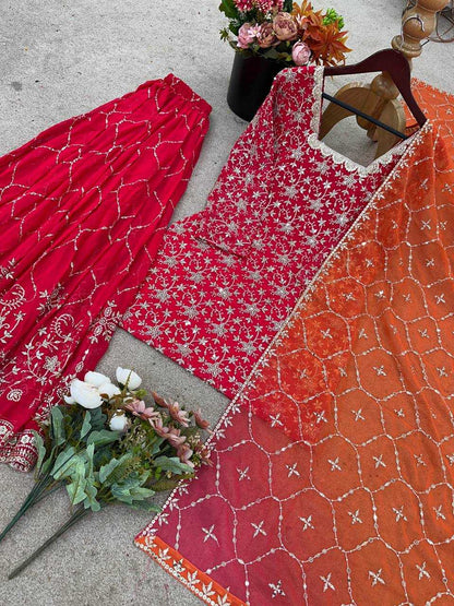 Georgette Embroidery Sharara Suit
