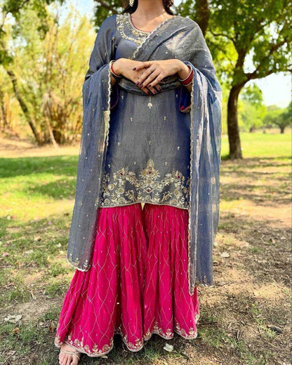 Embroidered Sharara Suit