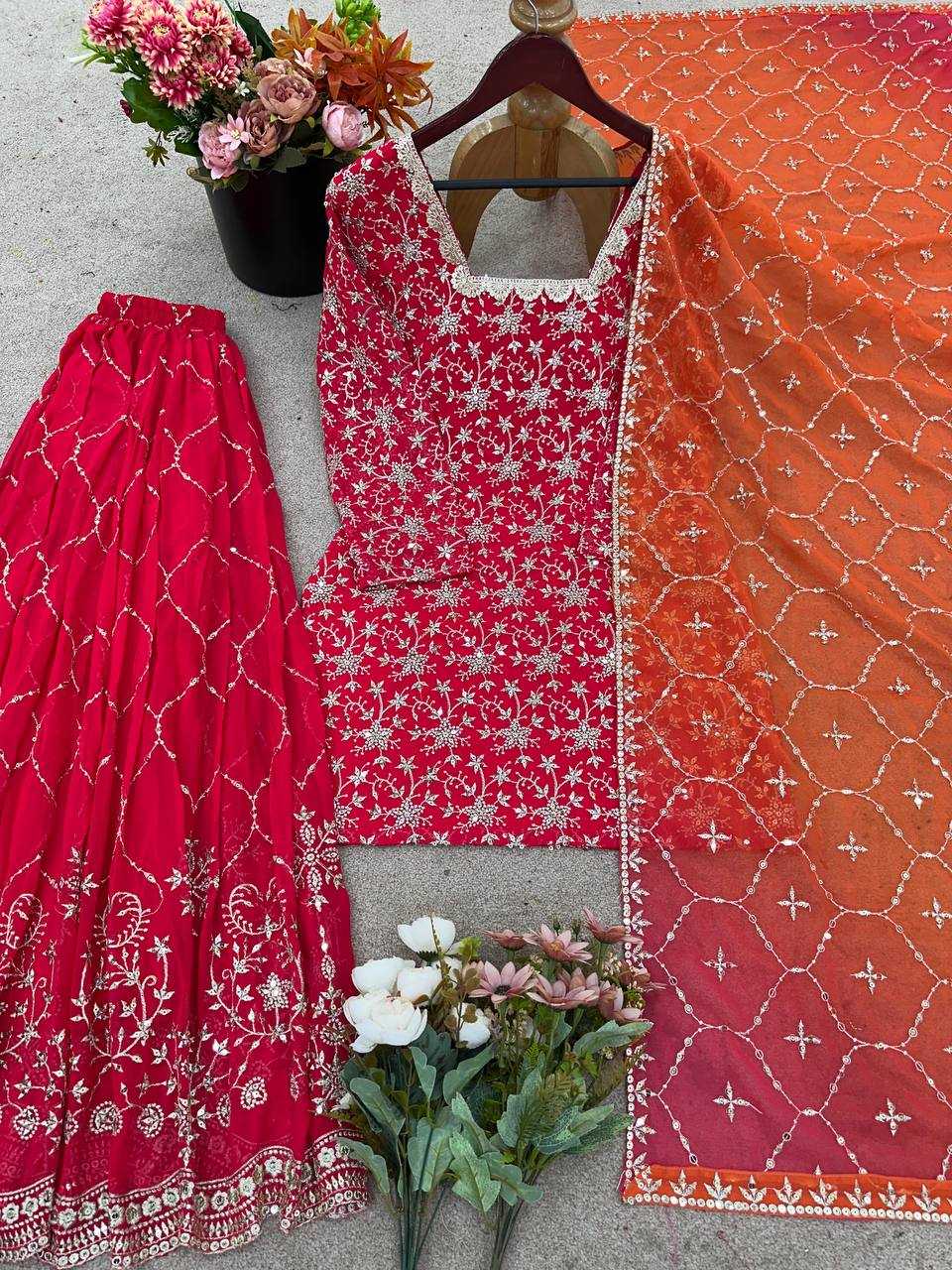 Georgette Embroidery Sharara Suit
