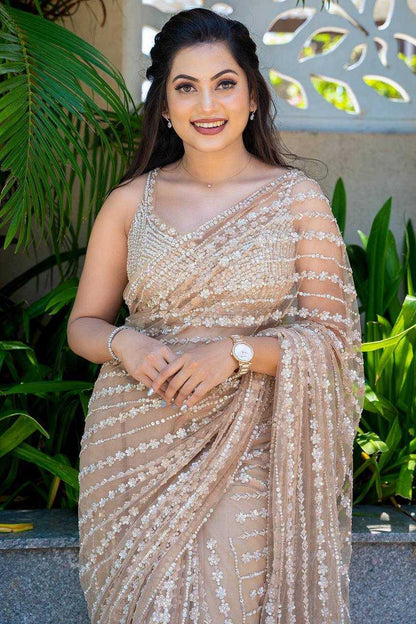 Net Saree with Sequence