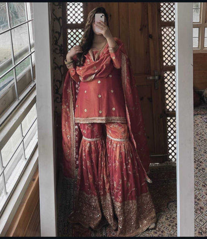Sequence Embroidery Sharara Suit