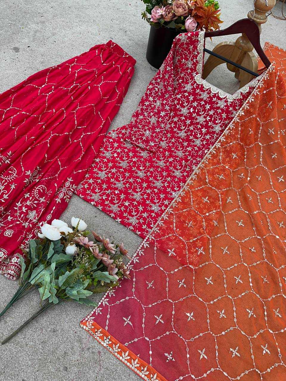 Georgette Embroidery Sharara Suit