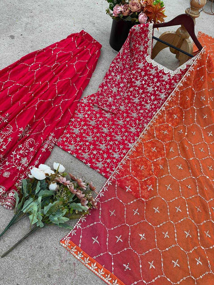 Georgette Embroidery Sharara Suit