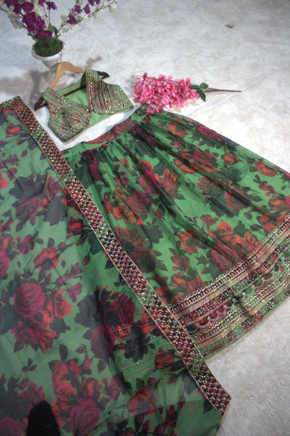 Organza Floral Designer Lehenga