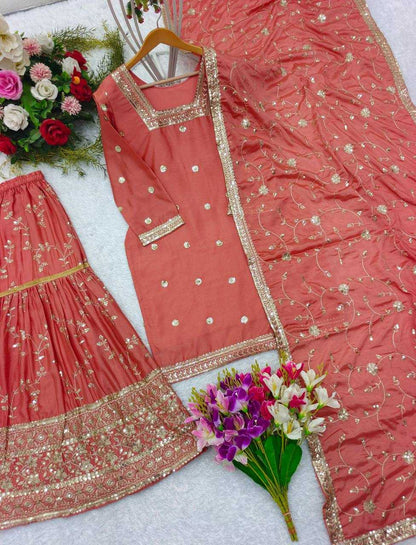 Sequence Embroidery Sharara Suit