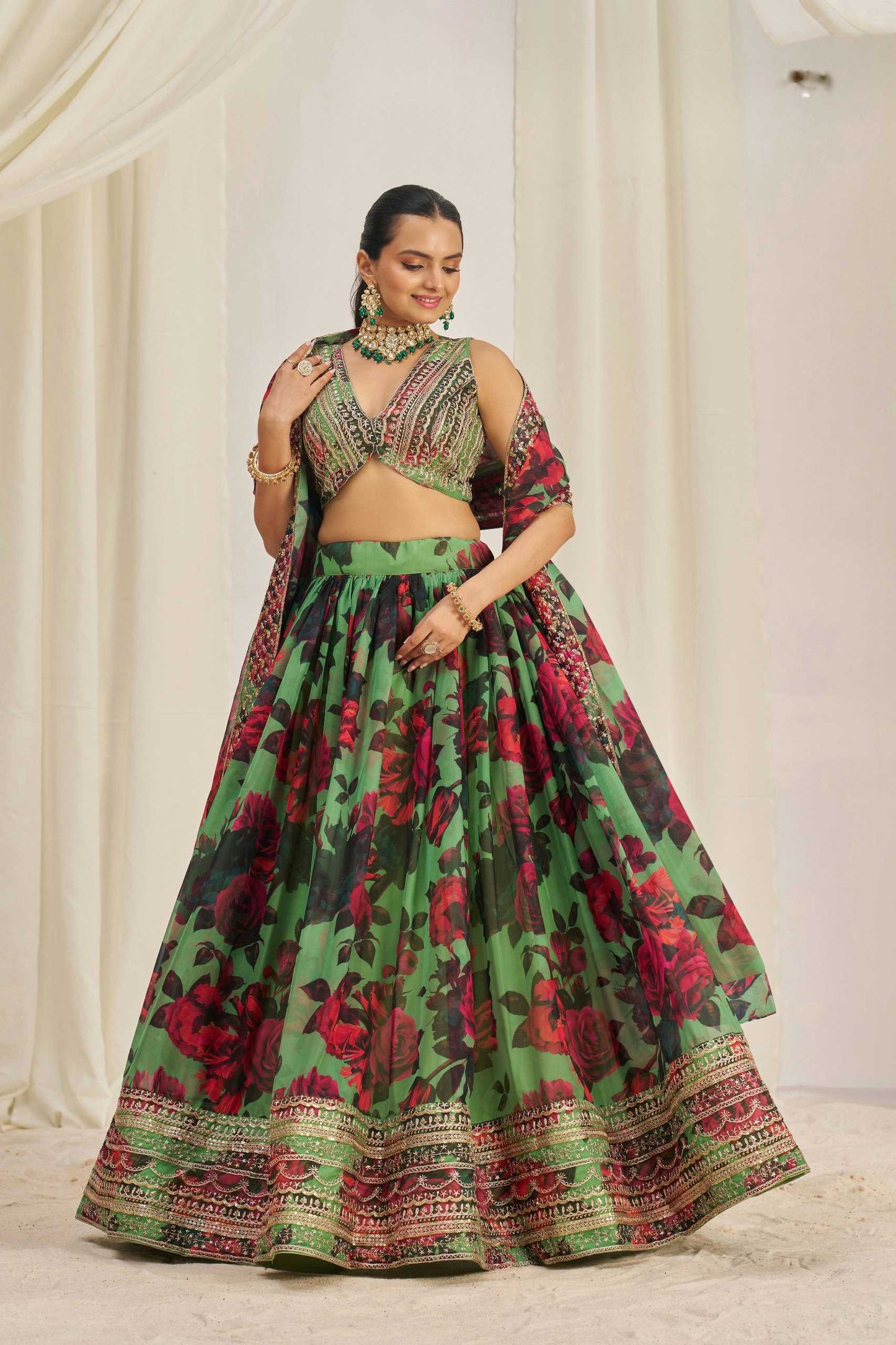 Organza Floral Designer Lehenga