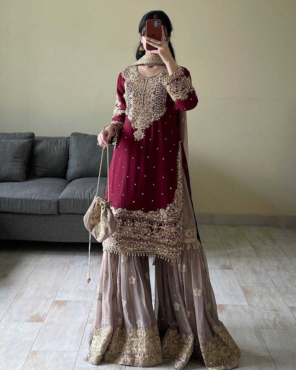 Faux Georgette Embroidery Suit